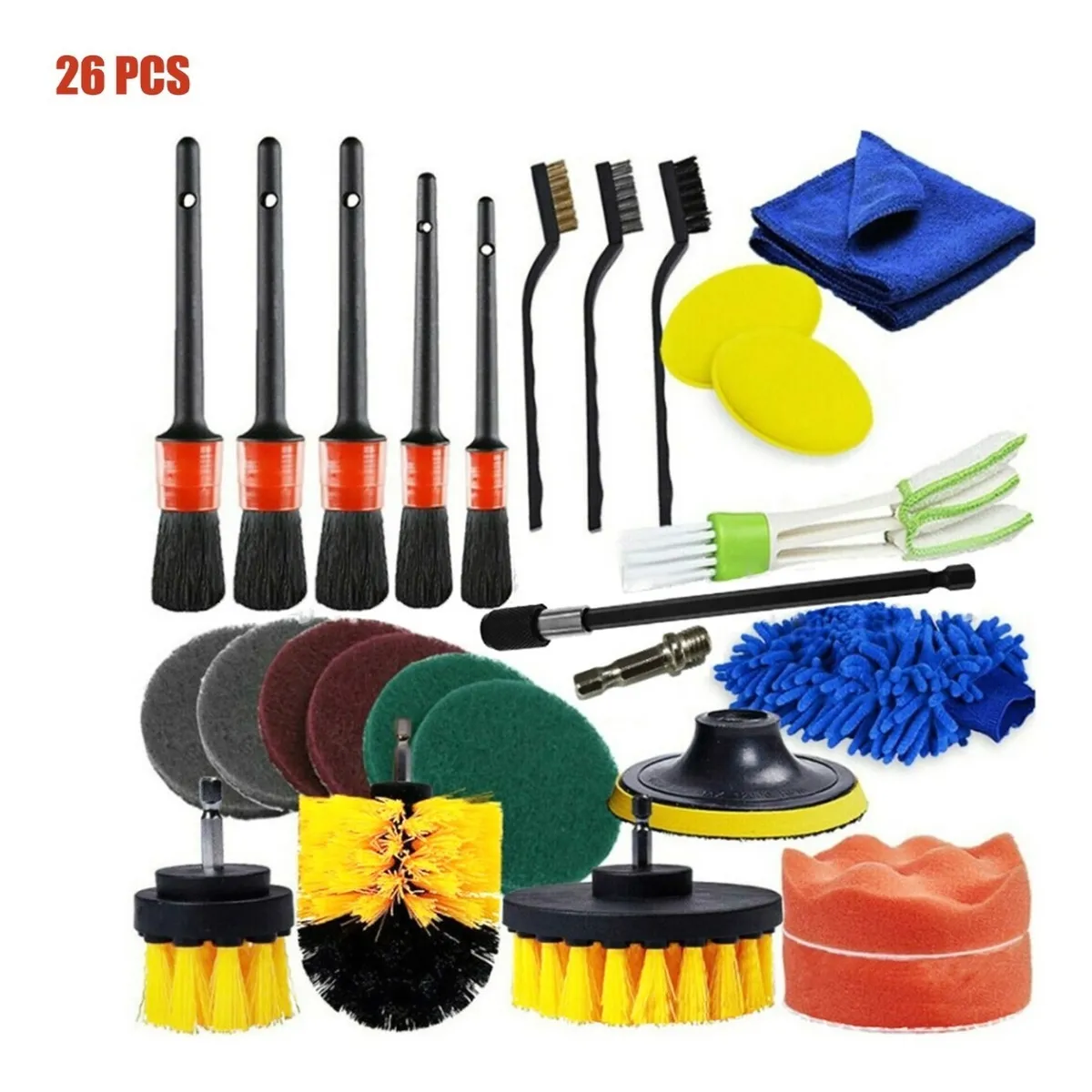 Kit Cepillos Para Limpieza Cepillos Taladro Eléctrico 26 Pcs