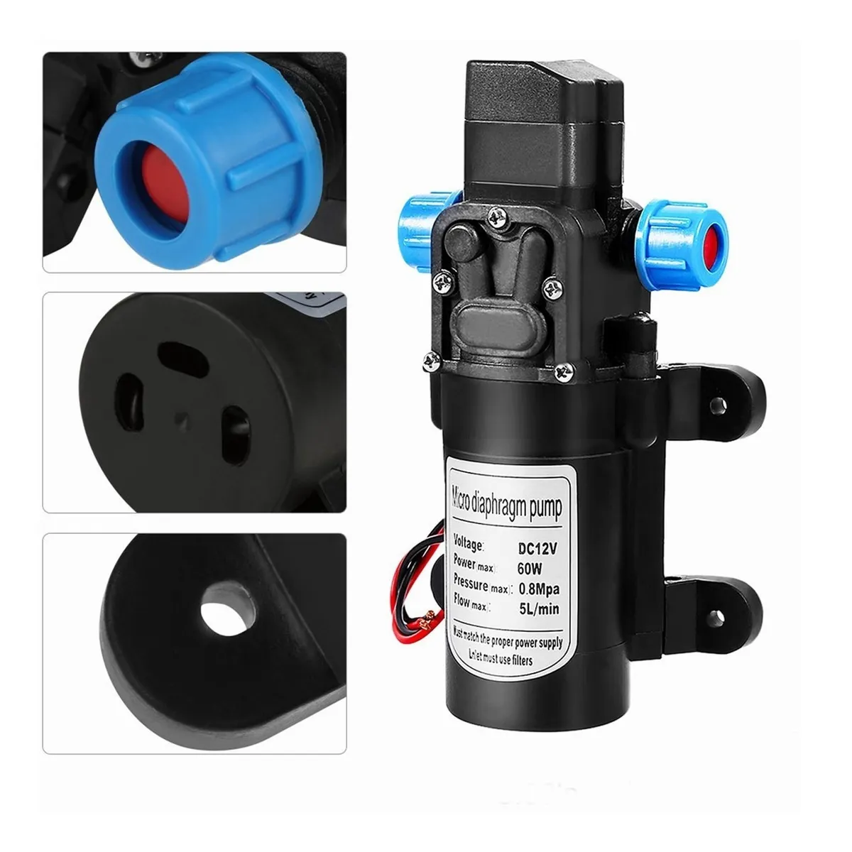 Bomba De Agua De Diafragma Portátil De 60w 5l/min Cc 12 V