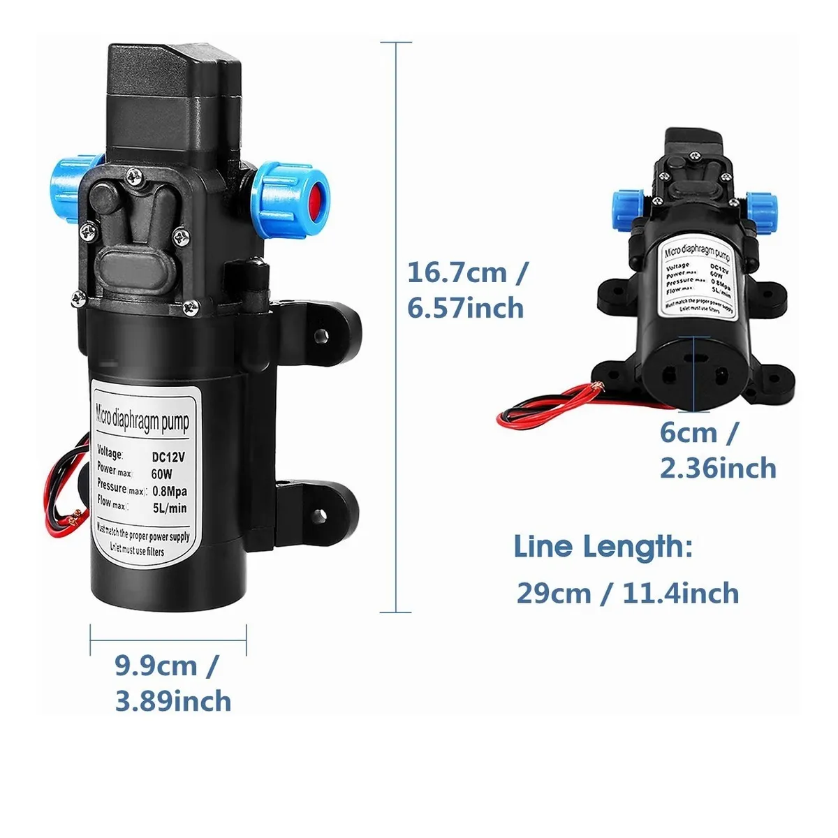 Bomba De Agua De Diafragma Portátil De 60w 5l/min Cc 12 V