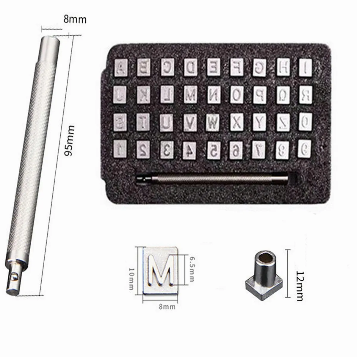 Perforadora Sellos Numéricos Y Letras Metal Artesanía Cuero