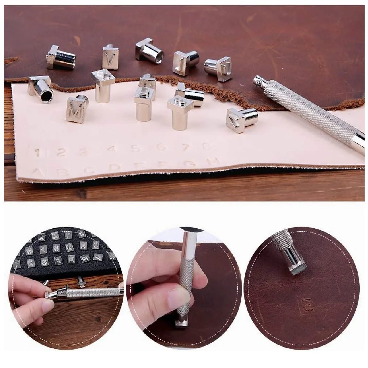 Perforadora Sellos Numéricos Y Letras Metal Artesanía Cuero