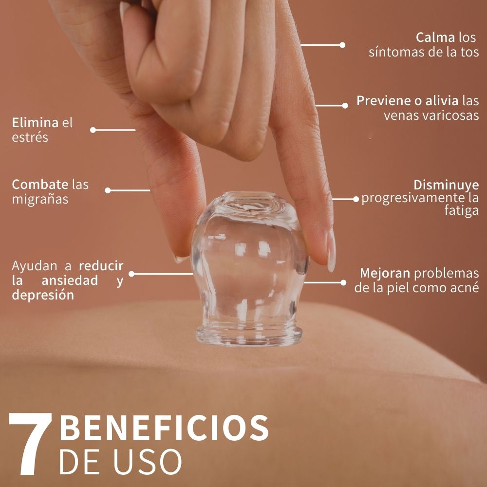 12 Ventosas Vidrio Relajacion Terapeutica Succion al Vacio