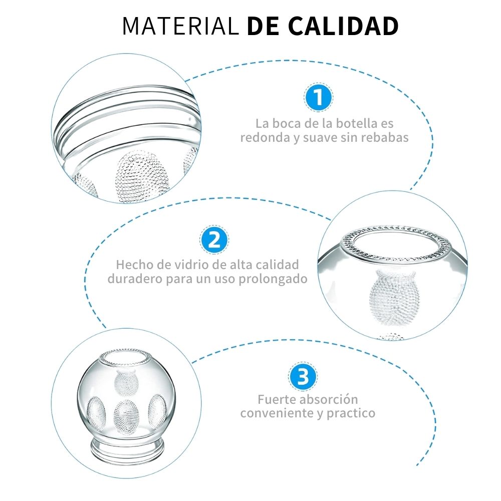 12 Ventosas Vidrio Relajacion Terapeutica Succion al Vacio