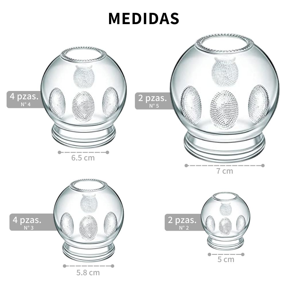 12 Ventosas Vidrio Relajacion Terapeutica Succion al Vacio