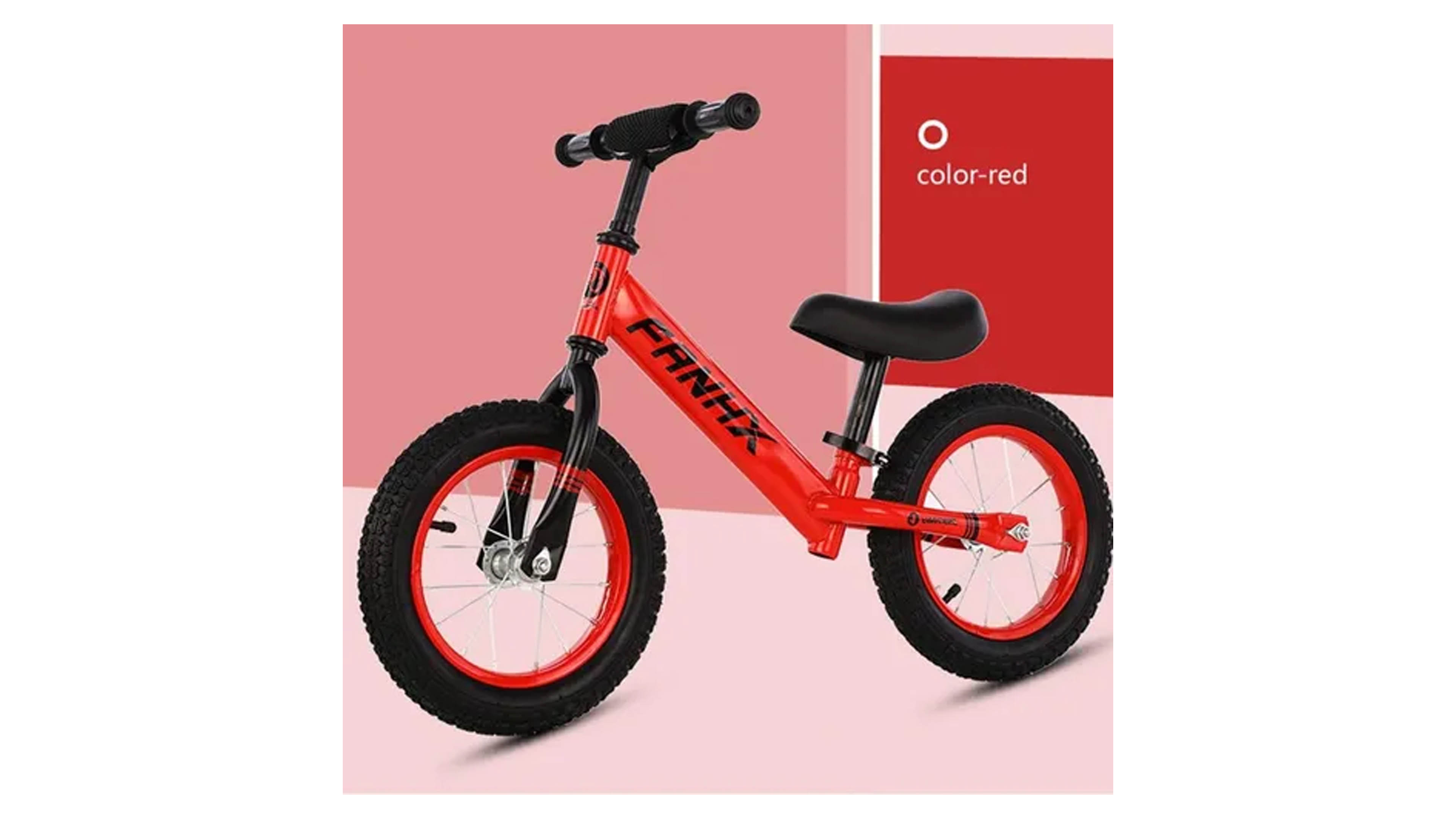 Bicicleta de Balance Sin Pedales Bicicleta de Equilibrio Entrenadora color Negro Roja Rodada de 12 Fanhx