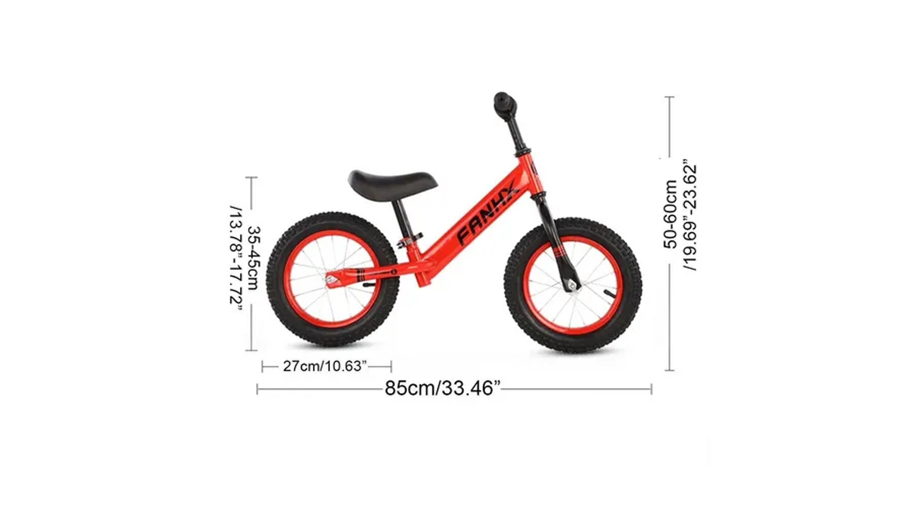 Bicicleta de Balance Sin Pedales Bicicleta de Equilibrio Entrenadora color Negro Roja Rodada de 12 Fanhx