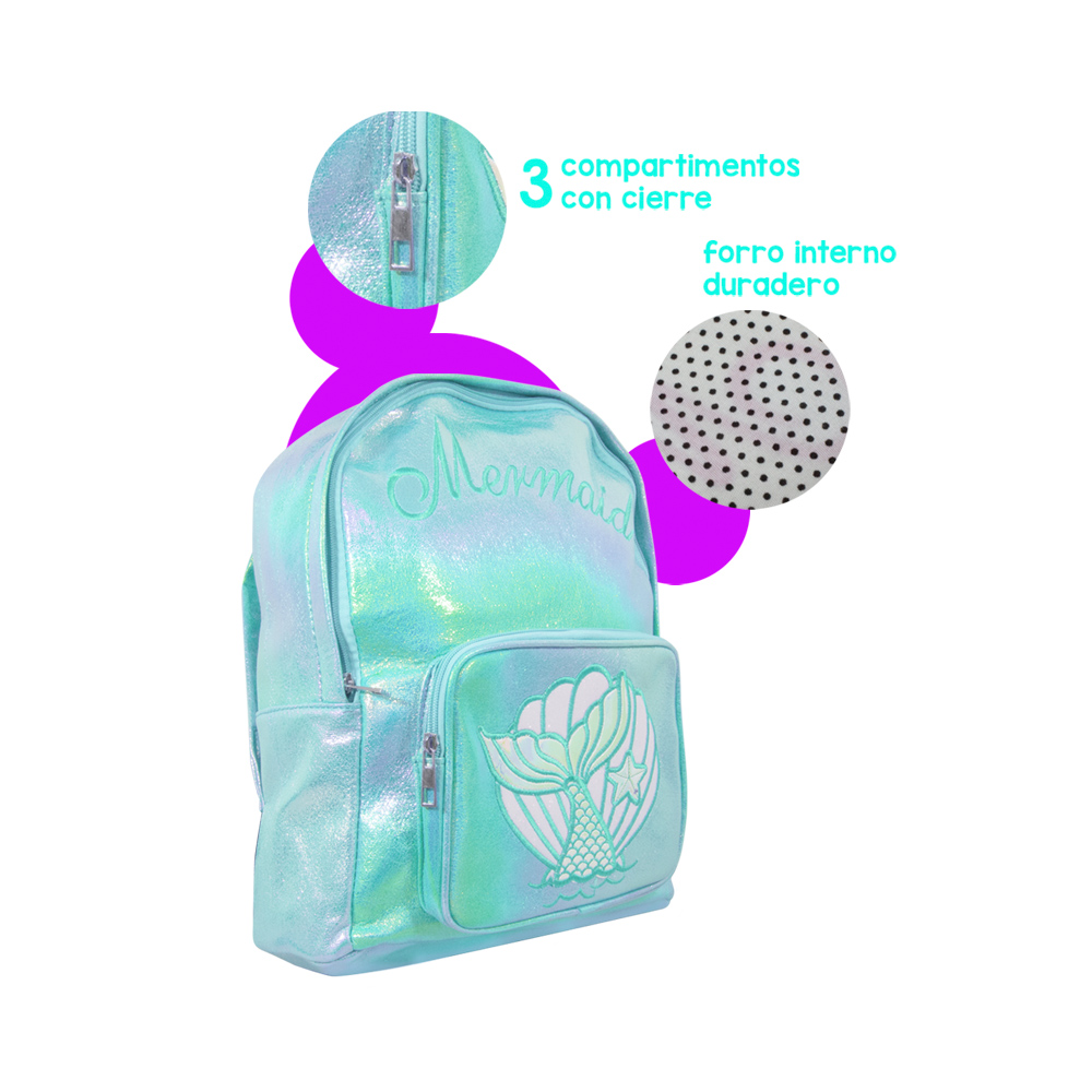 Mochila de Sirena de Color Azul Tornasol