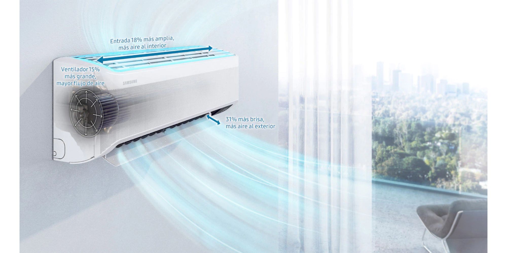 Aire acondicionado 22000 btua inverter wind free samsung