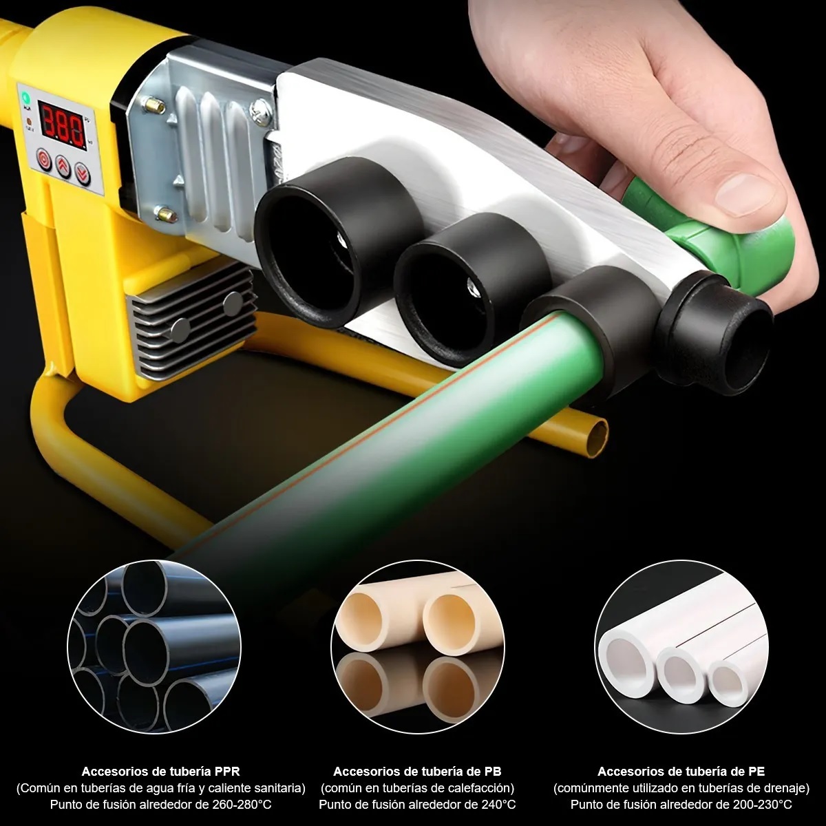 Kit De Termofusora 800w Con 6 Dados (20 Mm A 63 Mm) Ppr