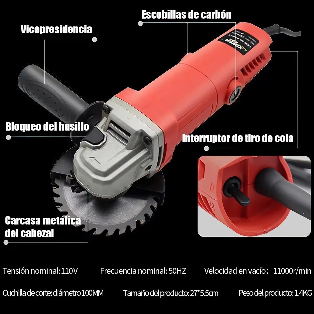 Esmeriladora Angular 710w 110v Amoladora Angular Para Corte