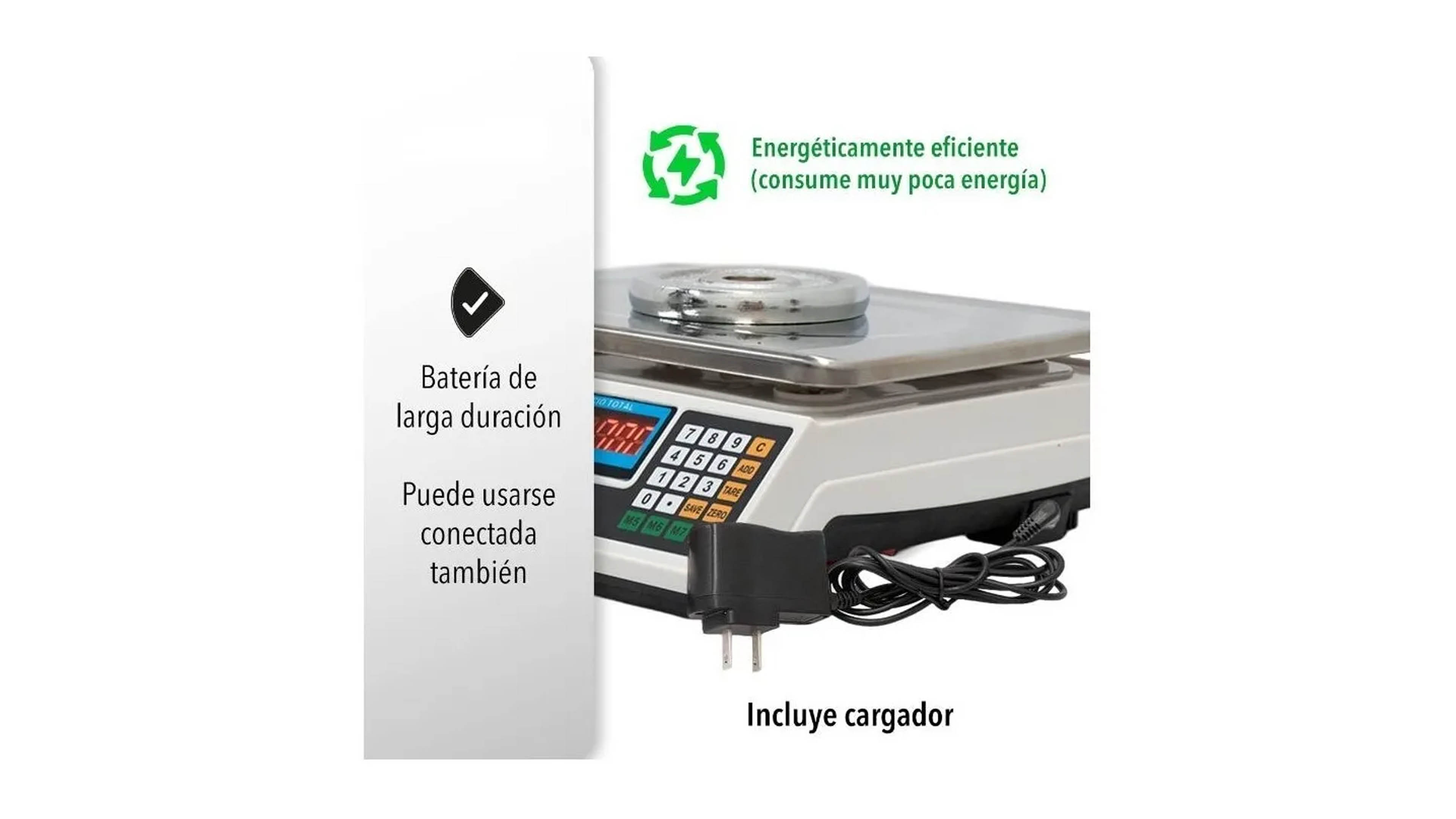 Bascula Comercial Digital 40 Kg 2*2gr Electrónica 7 Memorias 