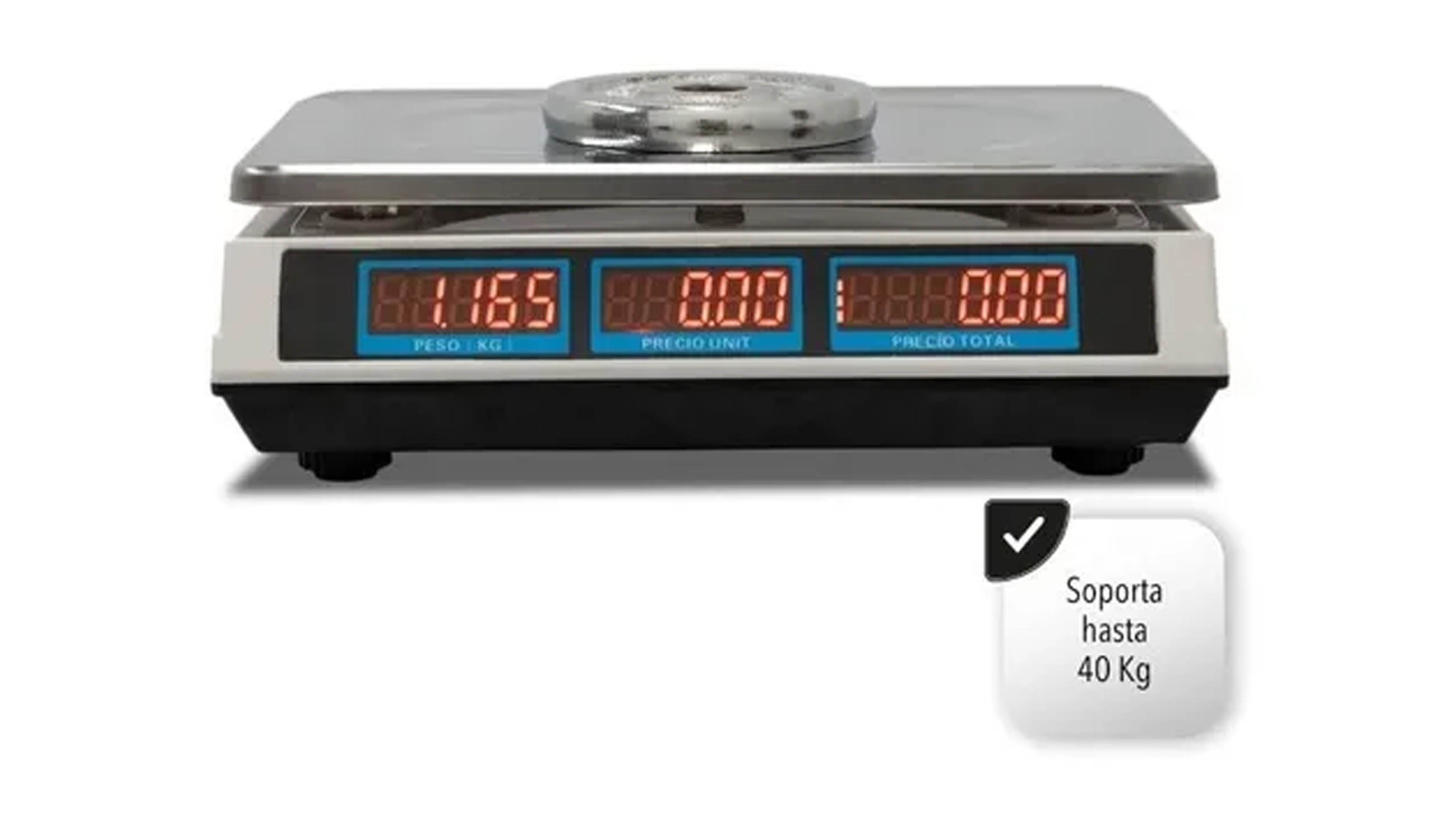 Bascula Comercial Digital 40 Kg 2*2gr Electrónica 7 Memorias 