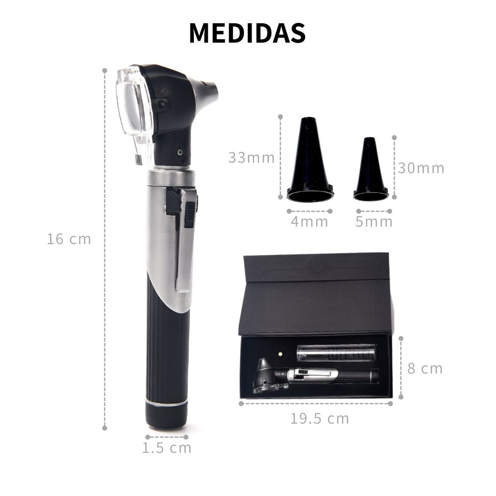 Otoscopio Medico Luz Led Fibra Óptica Espéculos Inalámbrico