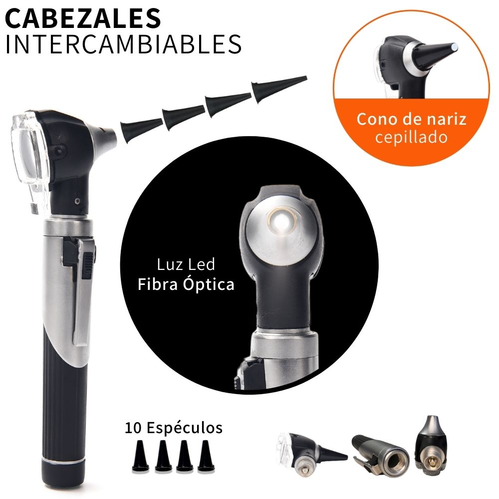 Otoscopio Medico Luz Led Fibra Óptica Espéculos Inalámbrico