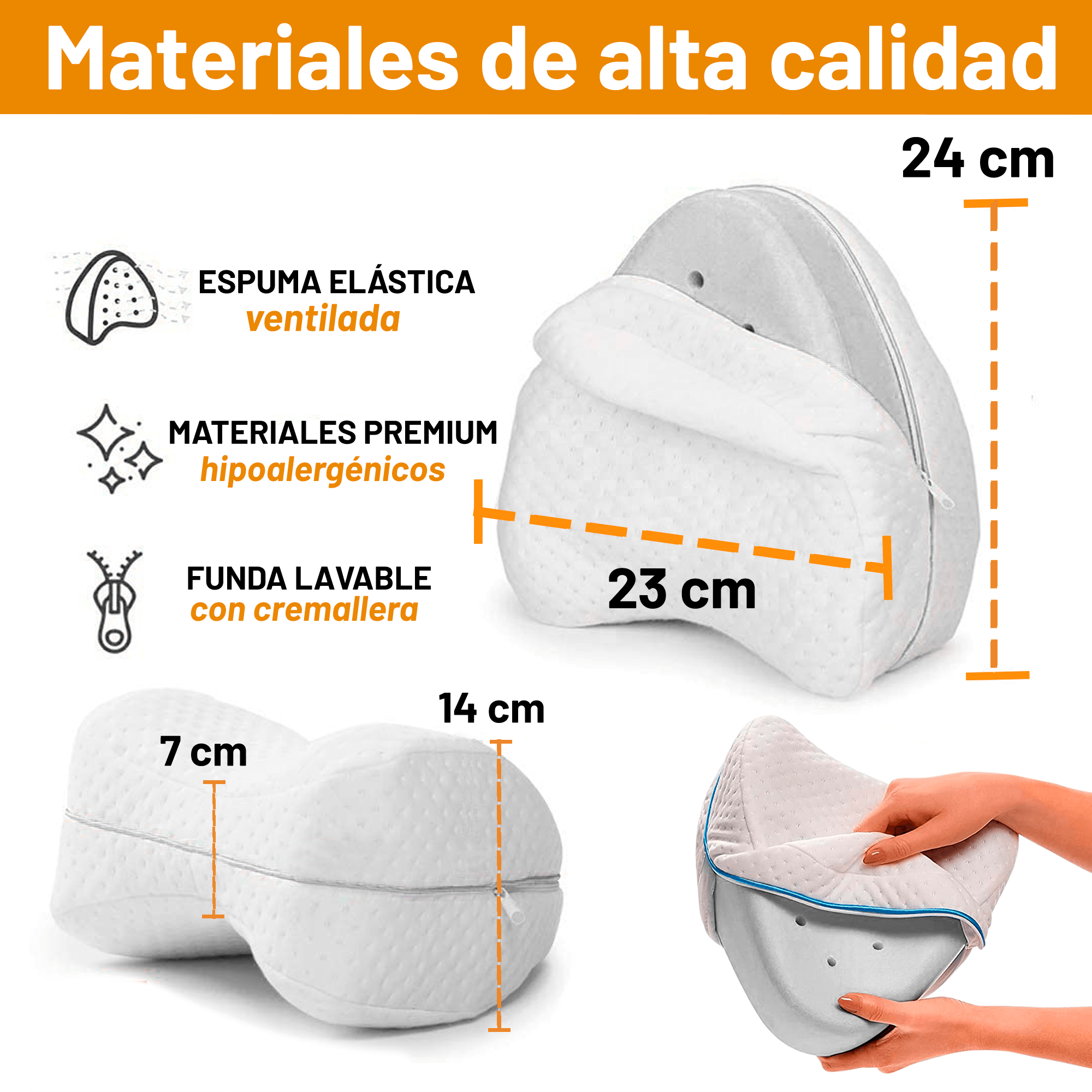 Almohada Archy Ortopédica Descanso para Piernas Ergonómica Memory Foam Confort Cojin para Piernas Rodillas Cadera Espalda Ciática Articulaciones (11141).