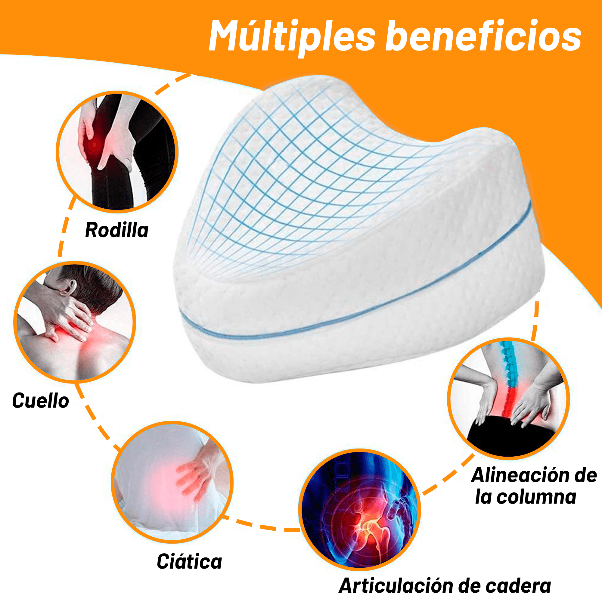 Almohada Archy Ortopédica Descanso para Piernas Ergonómica Memory Foam Confort Cojin para Piernas Rodillas Cadera Espalda Ciática Articulaciones (11141).