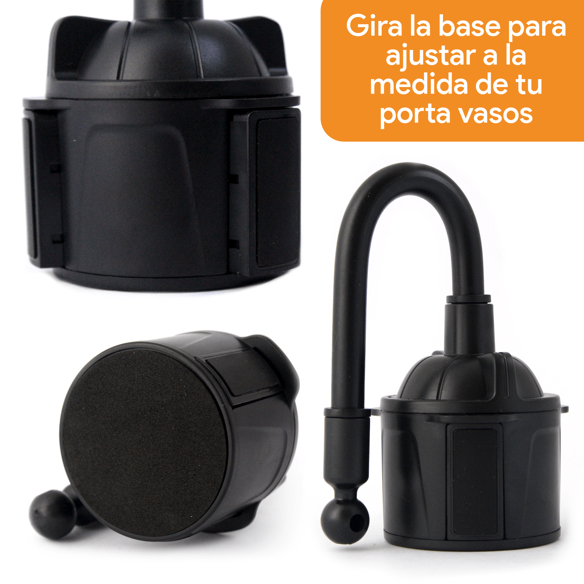 Base Soporte Archy Porta Celular 360 Carro para Porta Vaso de Coche, Flexible, Ajustable y Universal para Dispositivos (BA1631).