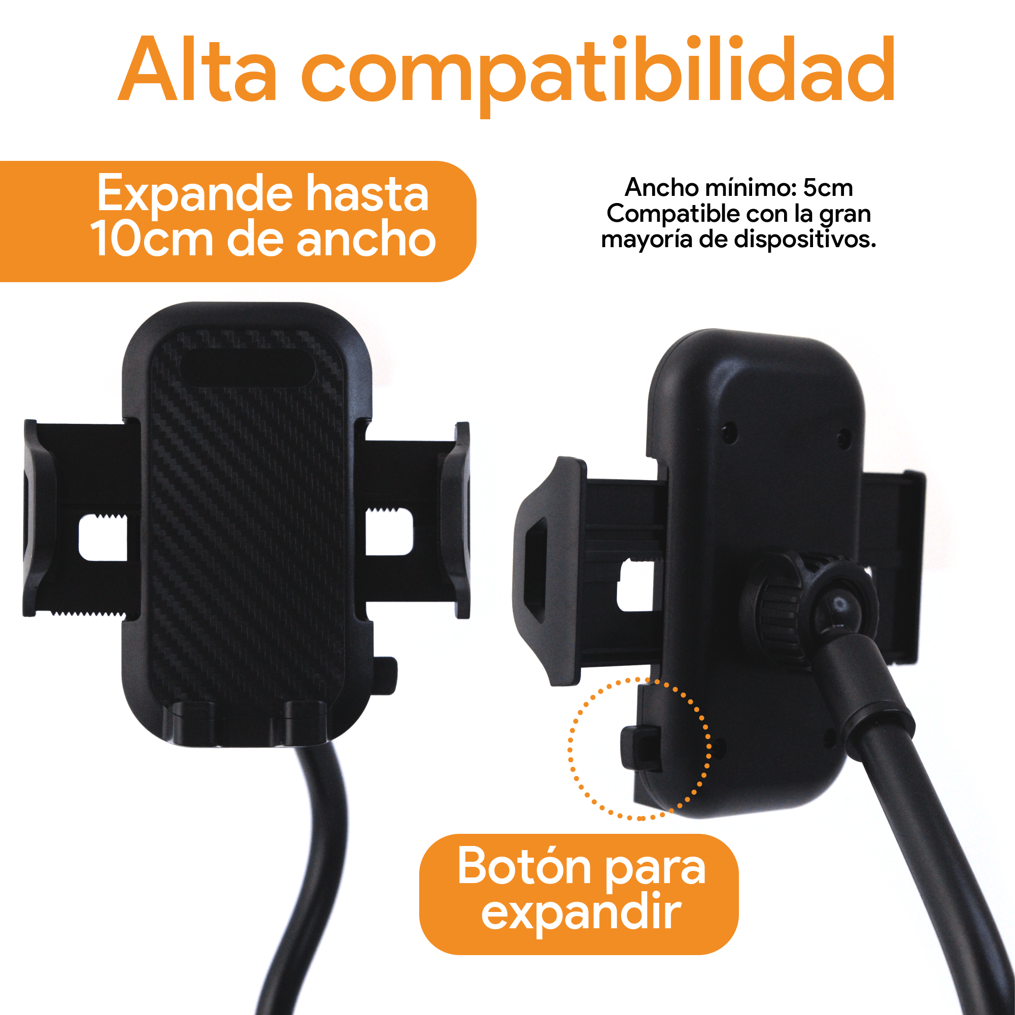 Base Soporte Archy Porta Celular 360 Carro para Porta Vaso de Coche, Flexible, Ajustable y Universal para Dispositivos (BA1631).