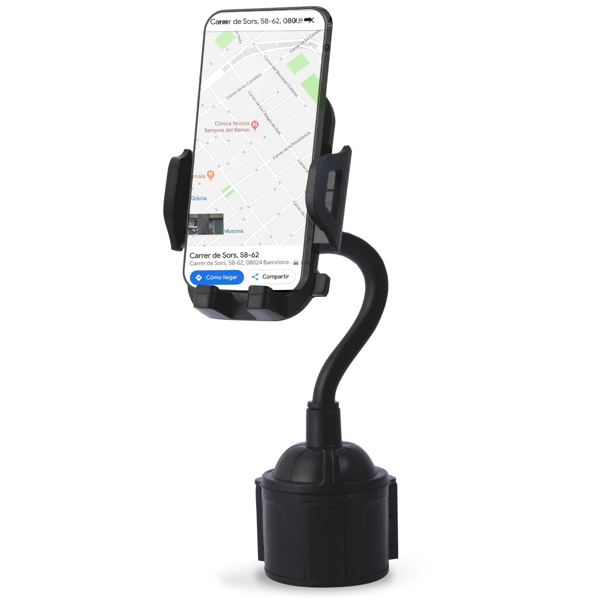 Base Soporte Archy Porta Celular 360 Carro para Porta Vaso de Coche, Flexible, Ajustable y Universal para Dispositivos (BA1631).