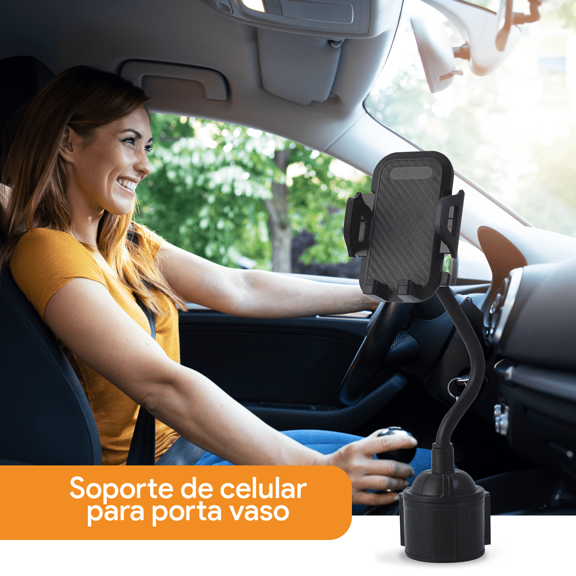 Base Soporte Archy Porta Celular 360 Carro para Porta Vaso de Coche, Flexible, Ajustable y Universal para Dispositivos (BA1631).
