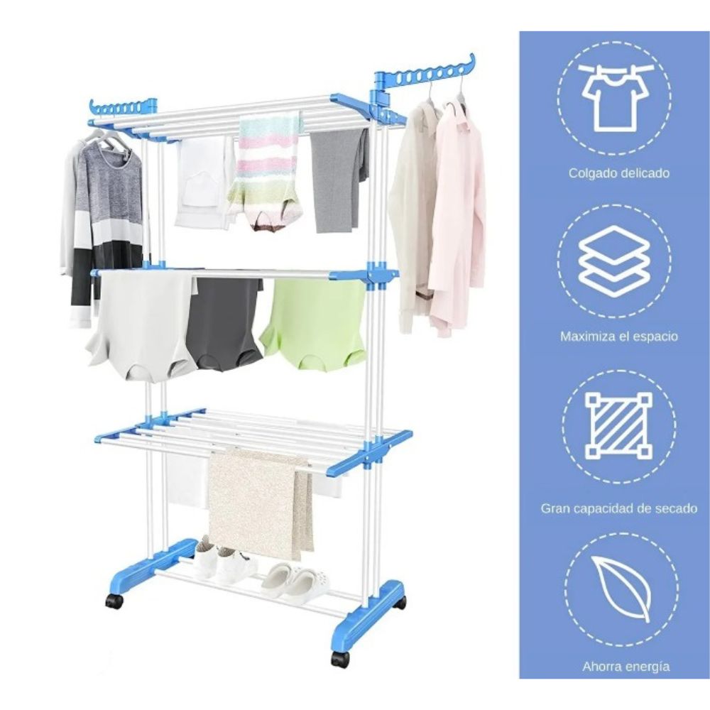 Tendedero Plegable De Ropa Retractil Para Interiores Rack