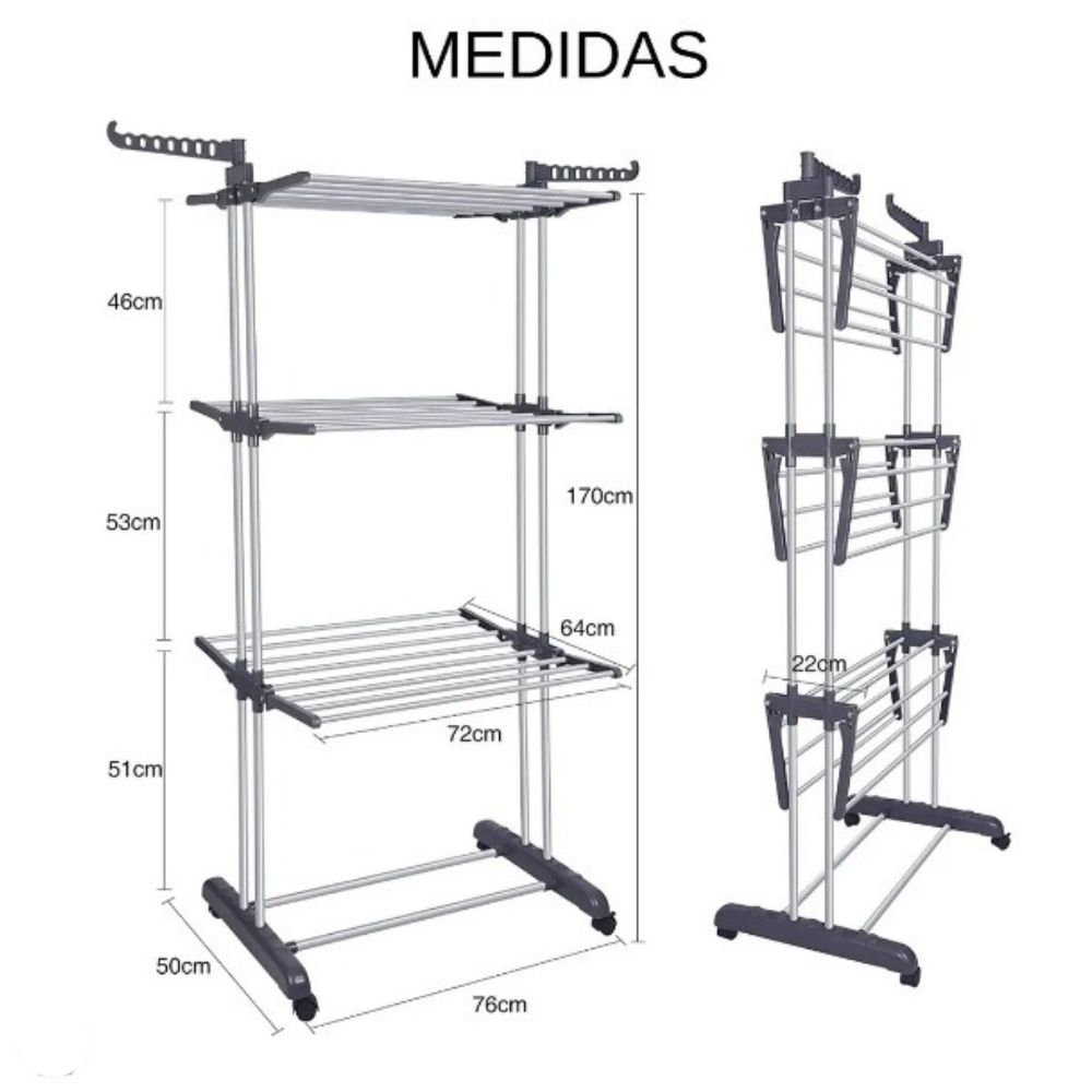 Tendedero Plegable De Ropa Retractil Para Interiores Rack