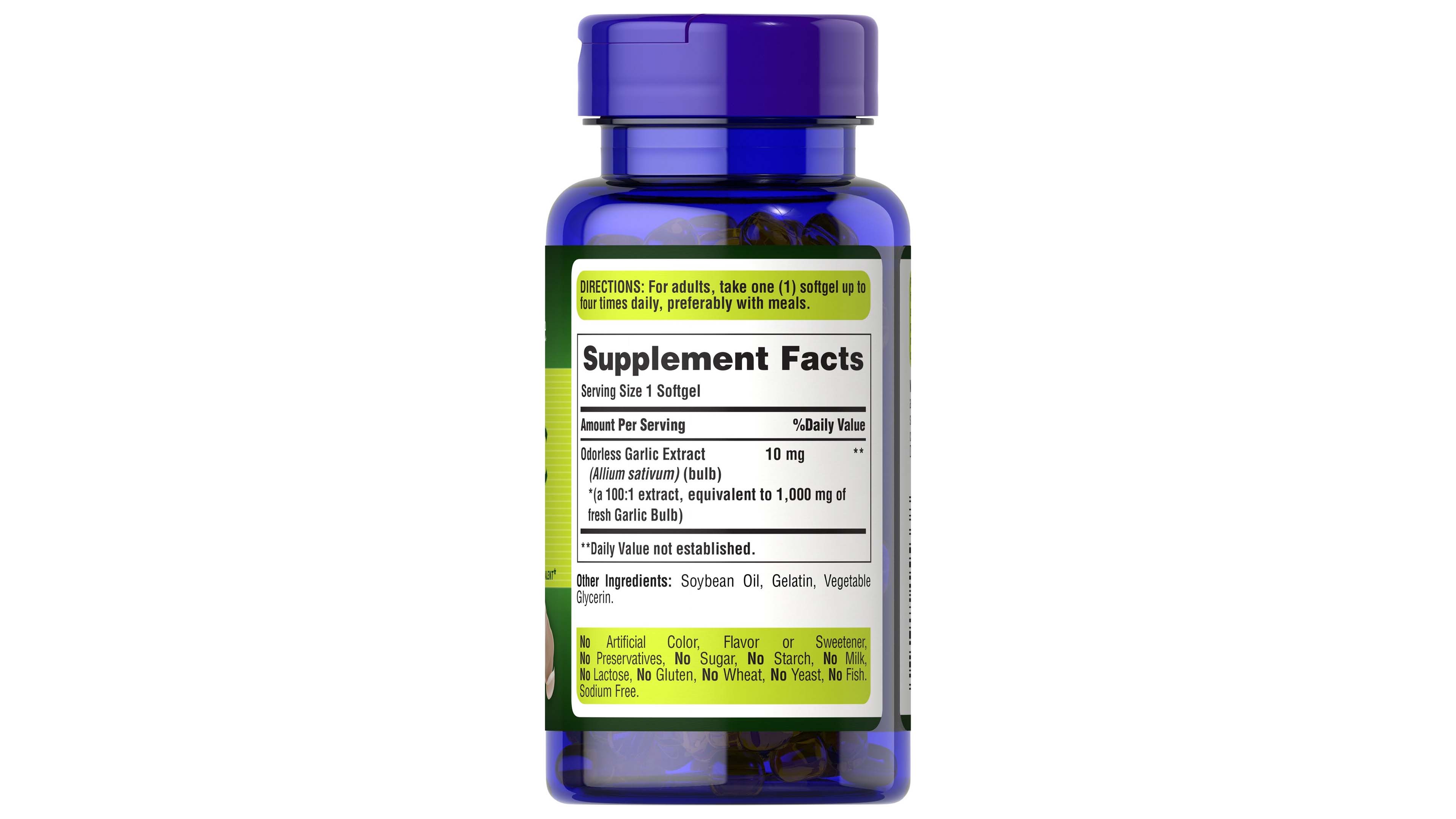 Extracto De Ajo 1000mg Puritans Pride 250 Capsulas Blandas Garlic Oil.