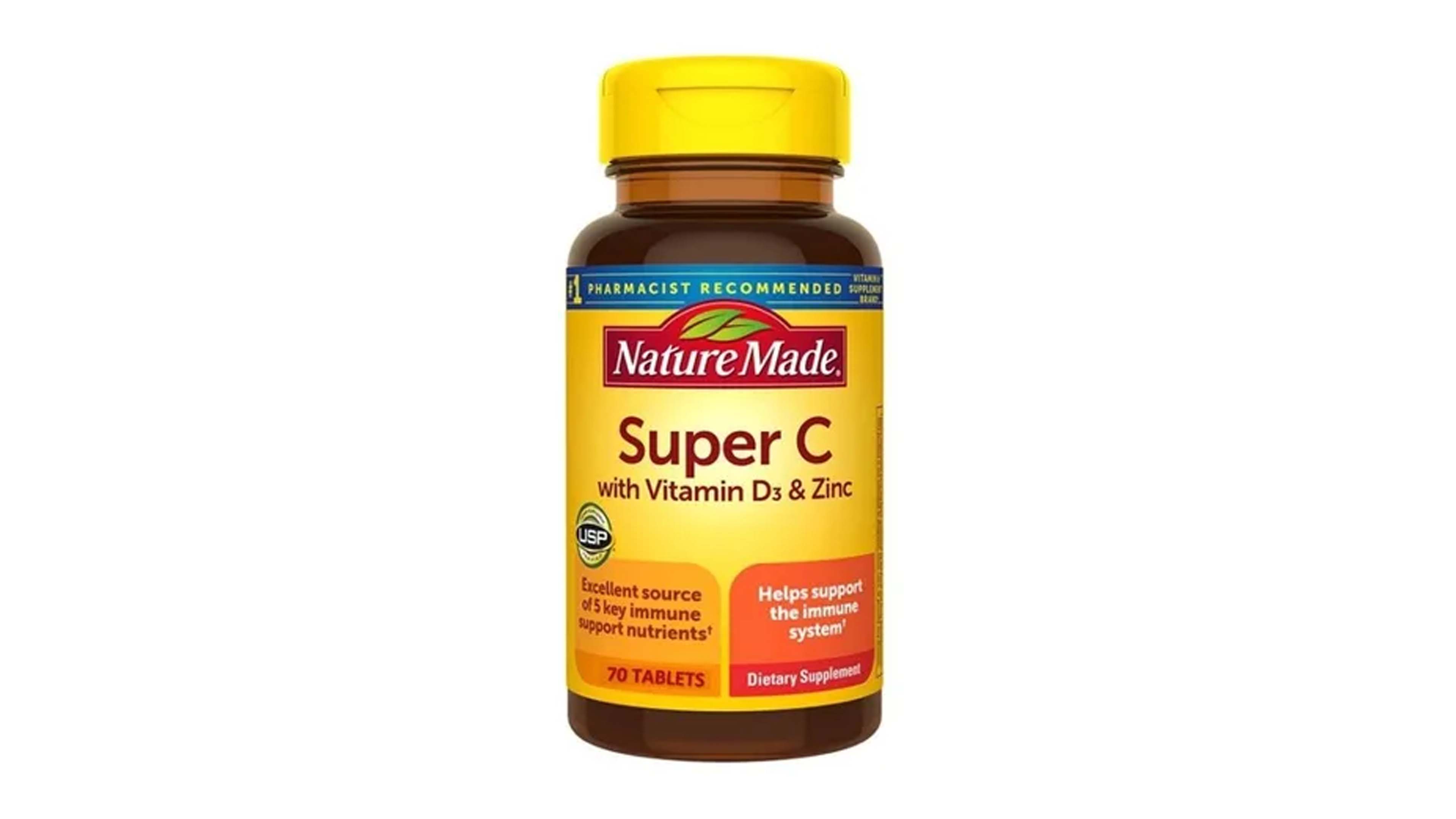 Super C, Vitamina D3 Y Zinc Nature Made Complex Inmune 900mg Con 70 Tabletas