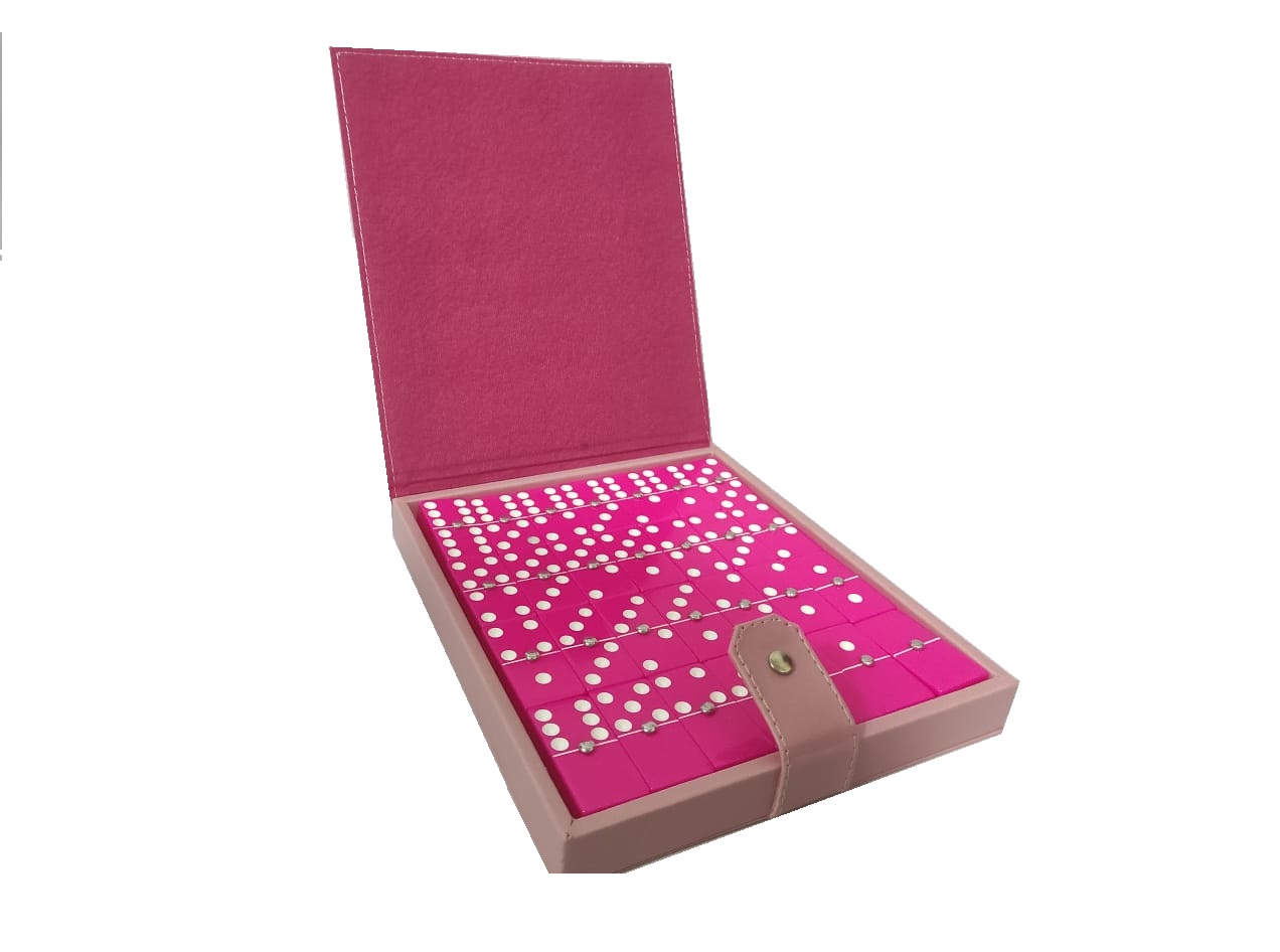 Dominó Cristal Rosa Tamaño Jumbo (Inglés)