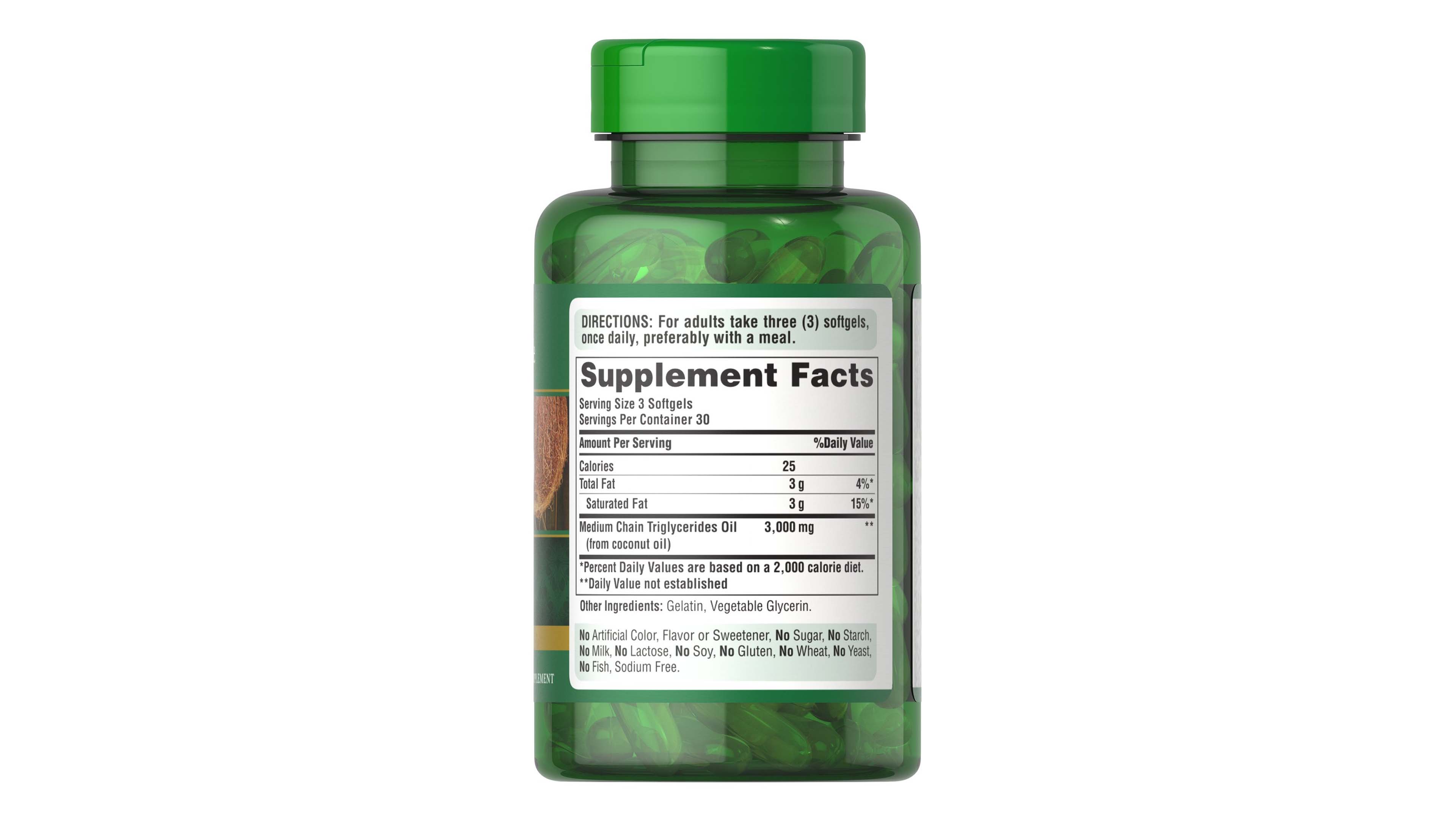 Aceite Mct 3000mg Puritans Pride Aceite De Coco 90 Capsulas.