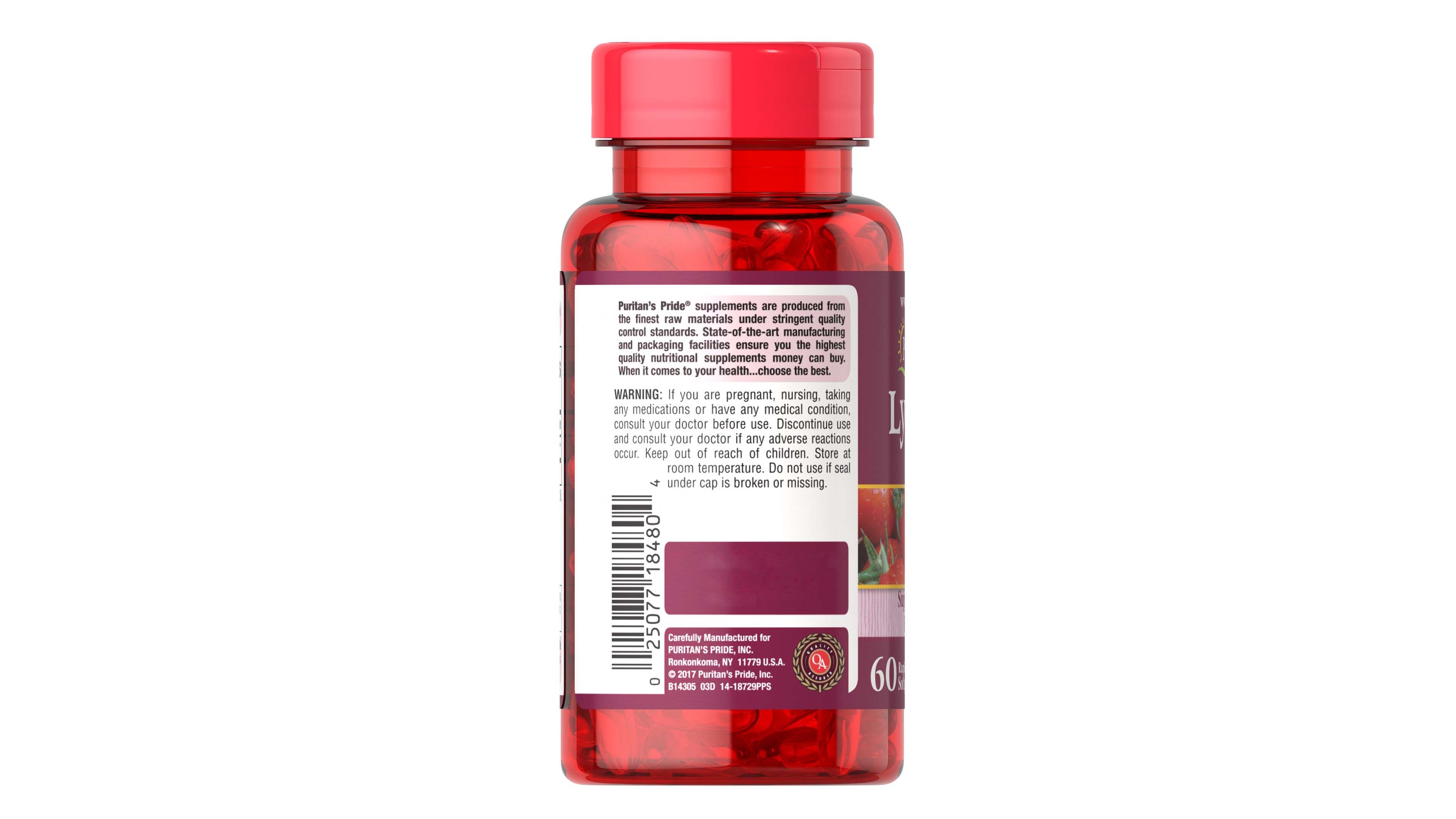 Lycopene 40mg Puritans Pride Antioxidante Prostata 60 Capsulas