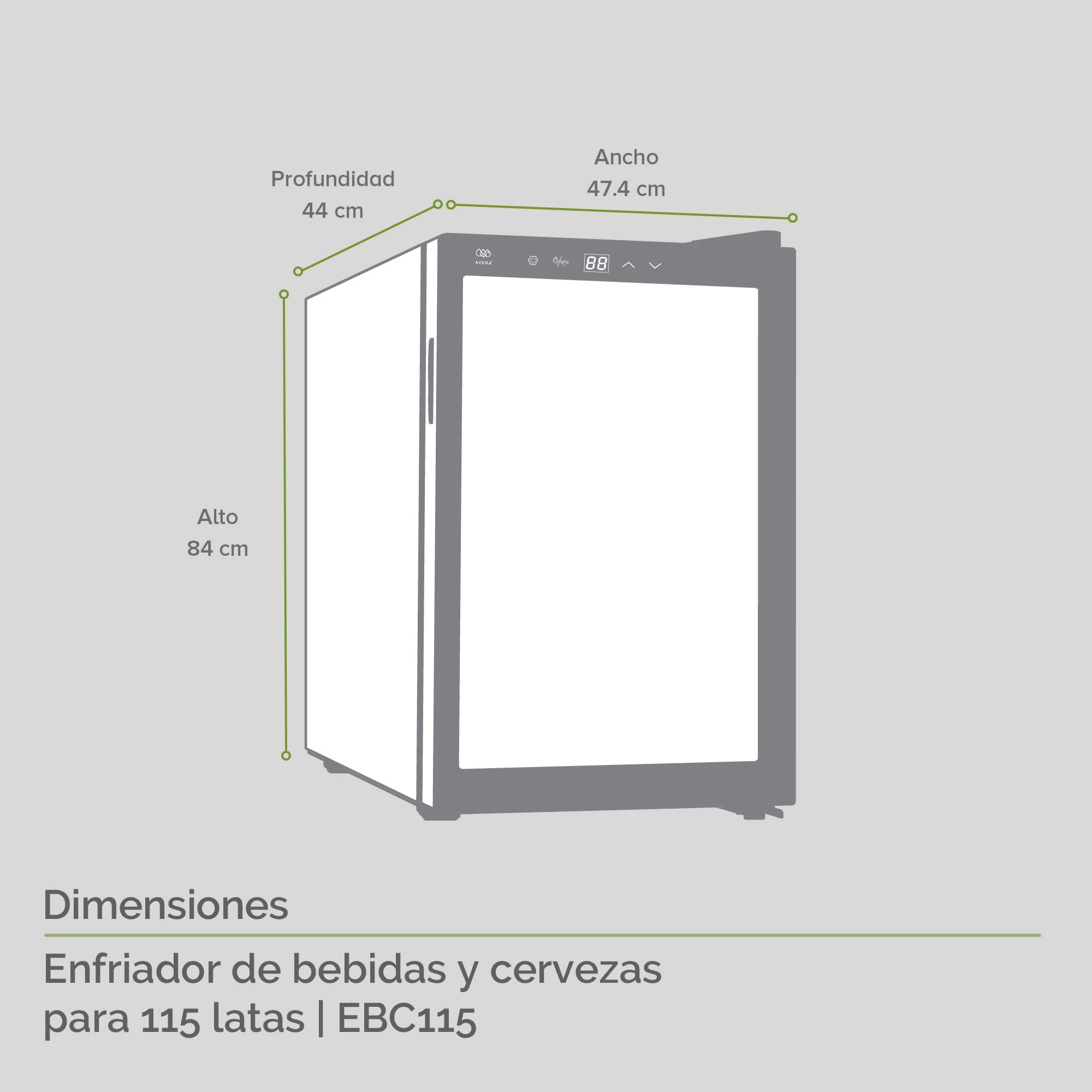Enfriador de Bebidas y Cervezas Capacidad Para 115 latas Avera EBC115 