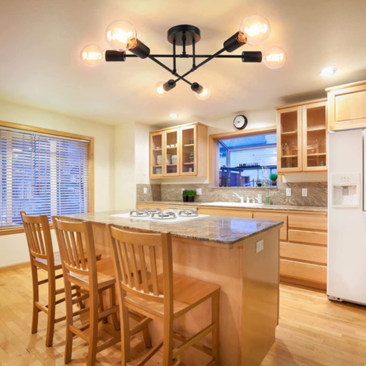 Lámpara De Techo Moderna De 6 Luces Para Dormitorio, Negro