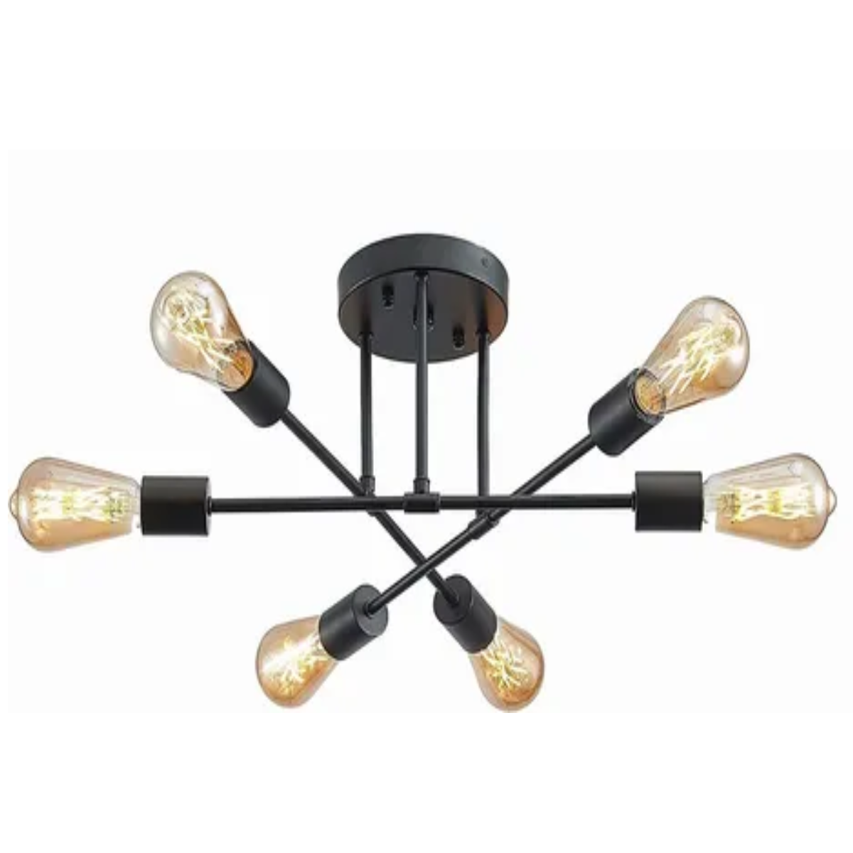 Lámpara De Techo Moderna De 6 Luces Para Dormitorio, Negro