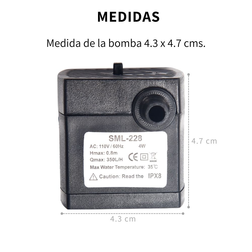 Bomba De Agua Para Pecera Sumergible Fuente Acuario 350 L/h