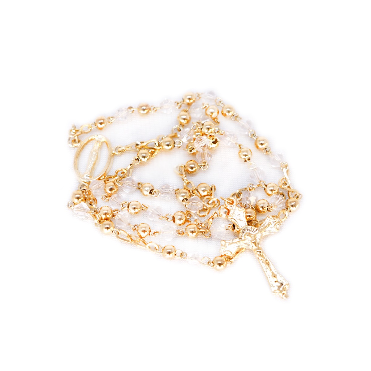 Rosario de cristal para boda, quince años, primera comunión o recuerdos (paquete 3 piezas)