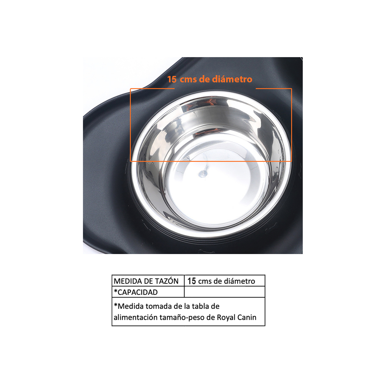 Tapete con Tazones en Acero Inoxidable para Perro Tamaño Grande