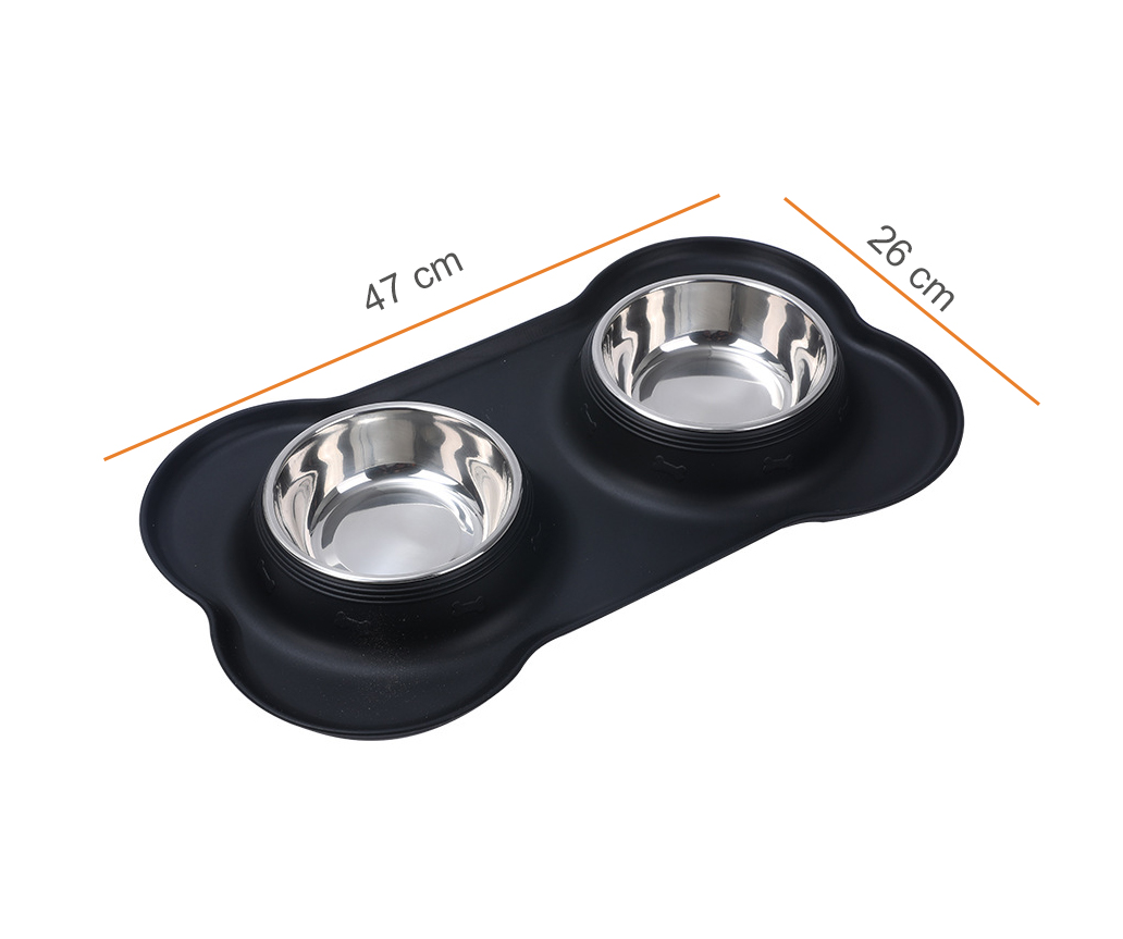 Tapete con Tazones en Acero Inoxidable para Perro Tamaño Grande