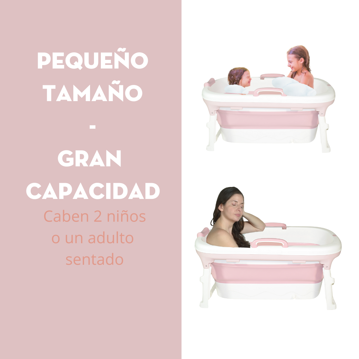 Tina Plegable (bañera) Con Tapa Adulto Spa Agua Baño Rosa Calidad