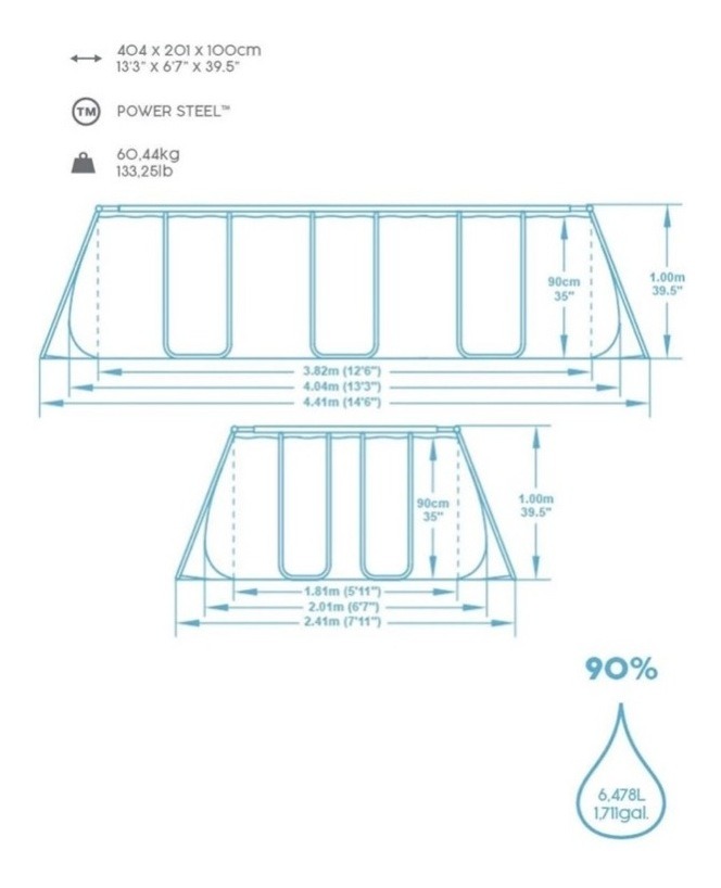 Alberca Piscina Rectangular Estructural Power Steel Bestway