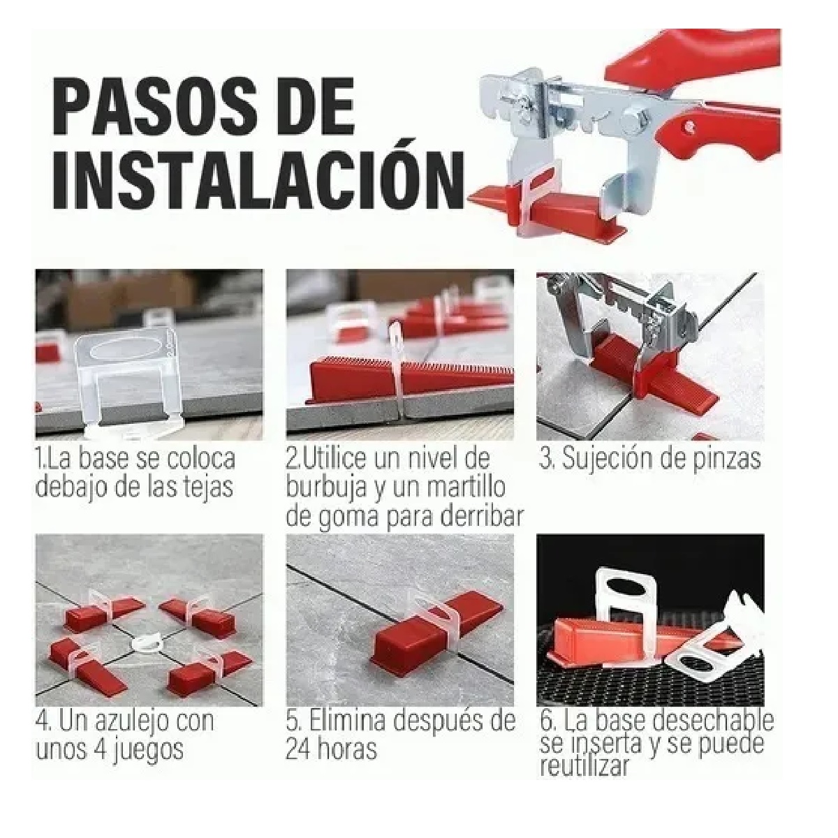 Kit Completo Azulejos Niveladores De Baldosas Pisos Sistema