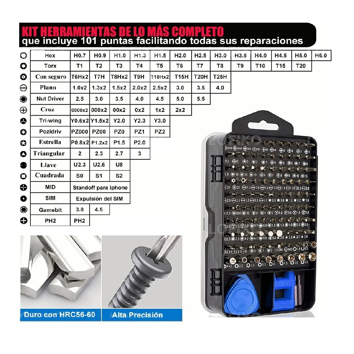 Kit Desarmador Relojero Ps4 Celular Mac Azul Caja Herramientas