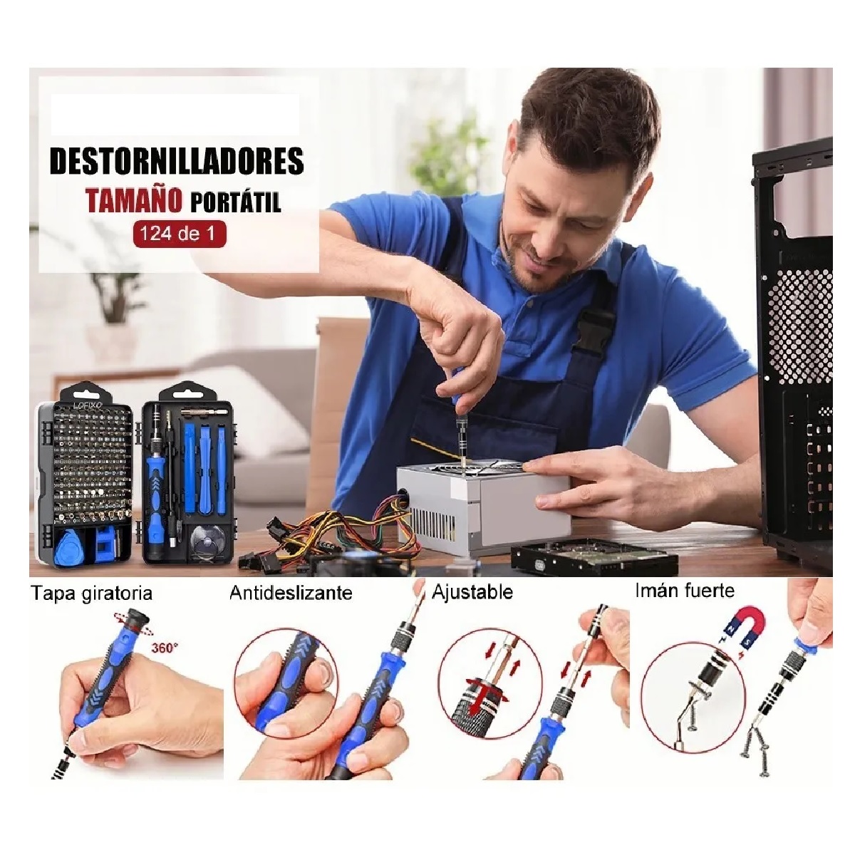 Kit Desarmador Relojero Ps4 Celular Mac Azul Caja Herramientas