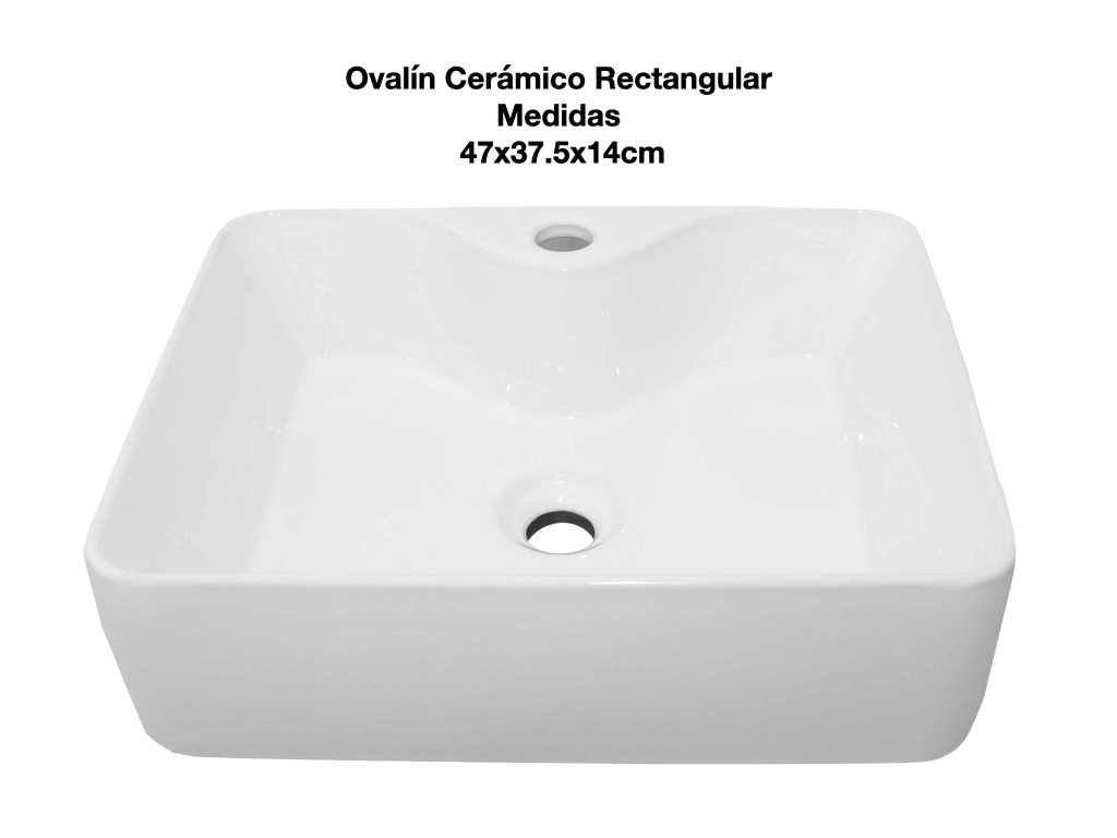 Ovalín Lavabo Cerámico Rectangular Sobreponer 47x37.5x14cm