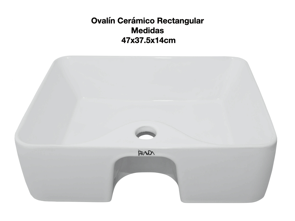 Ovalín Lavabo Cerámico Rectangular Sobreponer 47x37.5x14cm