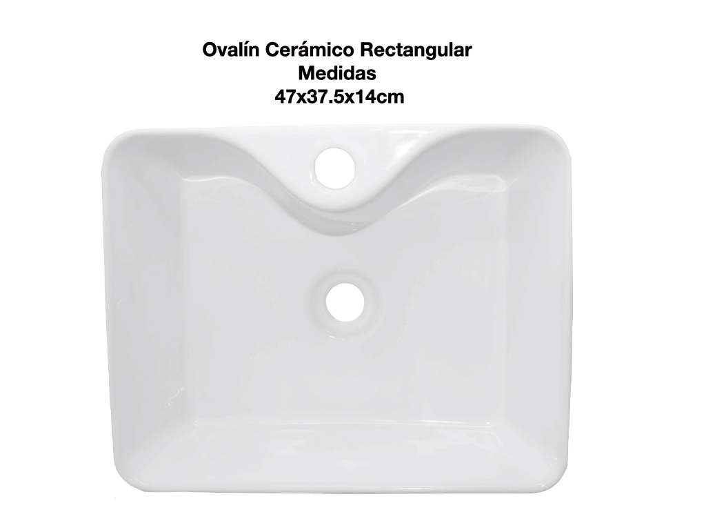 Ovalín Lavabo Cerámico Rectangular Sobreponer 47x37.5x14cm