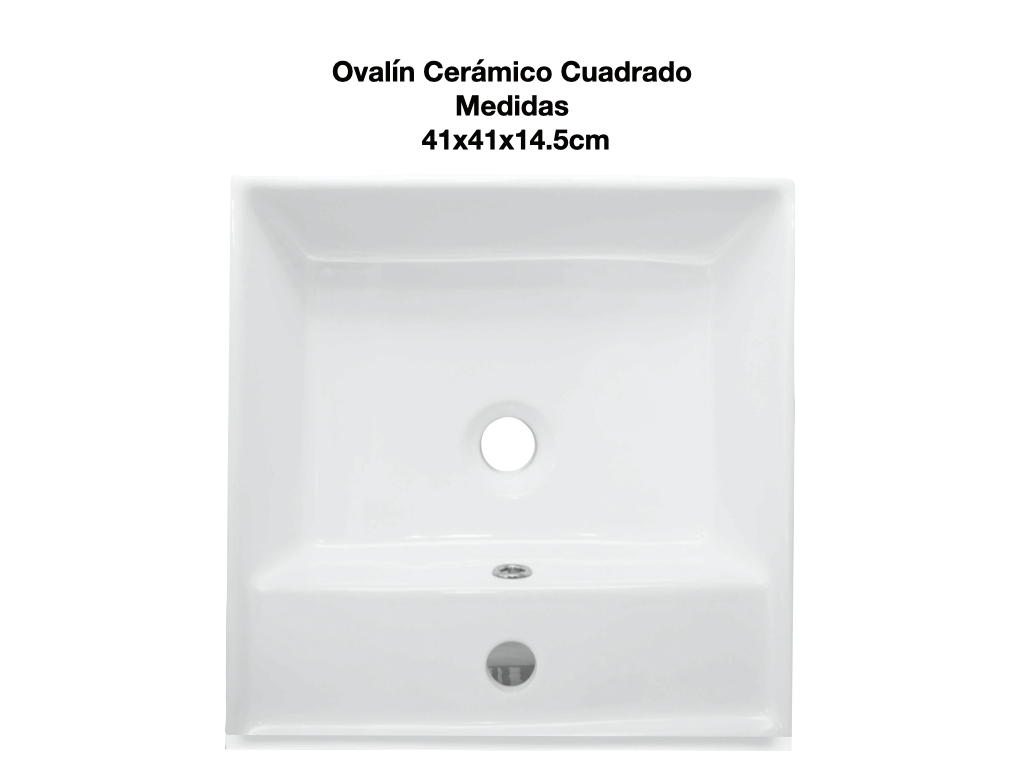Ovalín Lavabo Cerámico Cuadrado Sobreponer 41x41x14.5cm