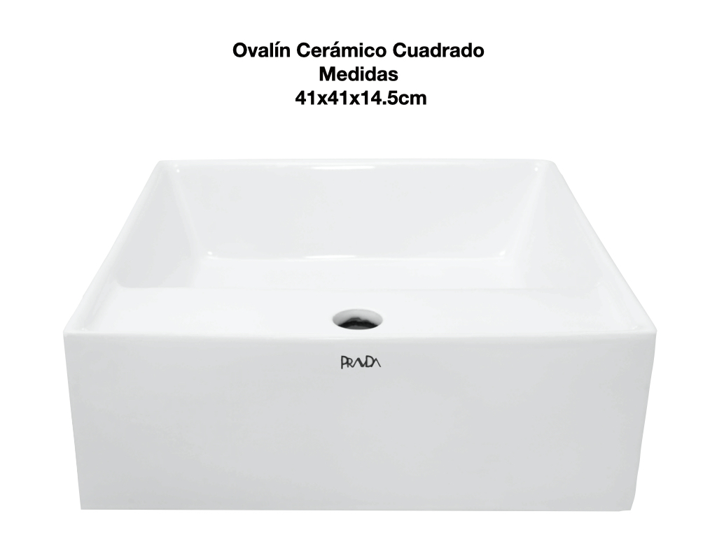 Ovalín Lavabo Cerámico Cuadrado Sobreponer 41x41x14.5cm