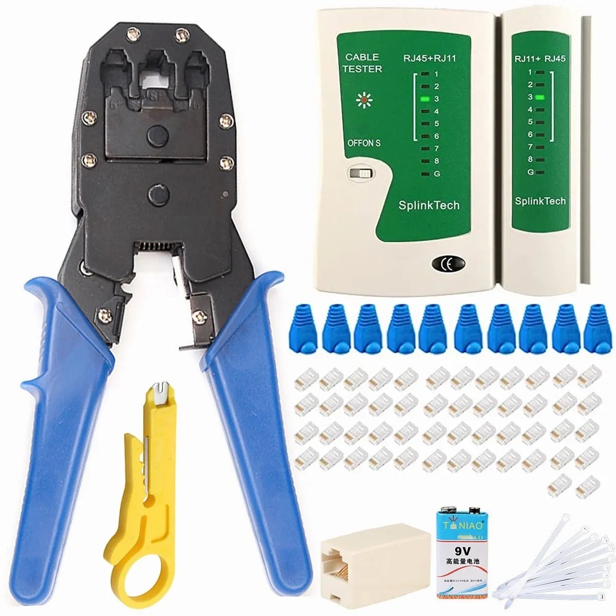 Set Pinza Ponchadora Rj45 Multifunción Internet Kit De 75 Pcs