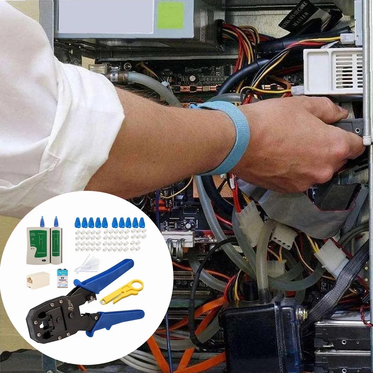 Set Pinza Ponchadora Rj45 Multifunción Internet Kit De 75 Pcs